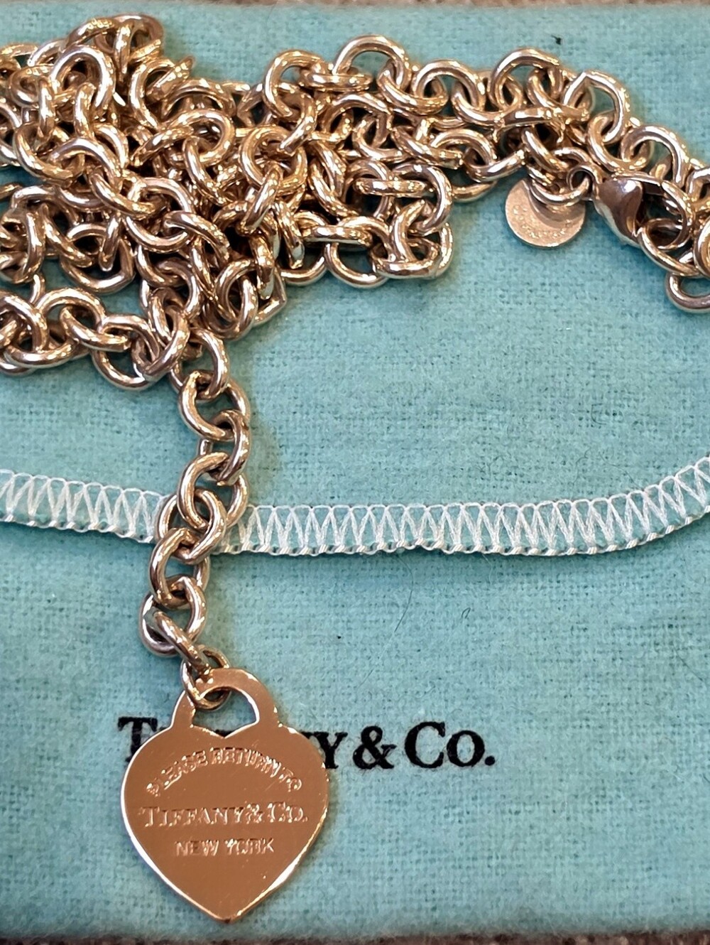 Tiffany & Co. Rubedo Sterling Silver Return to Tiffany Heart Tag Lariat Necklace